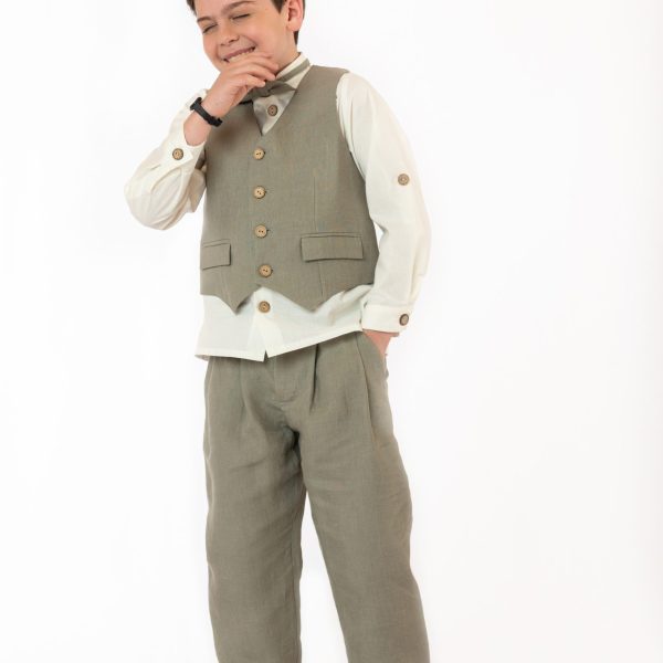 Beige Linen Classic Vest